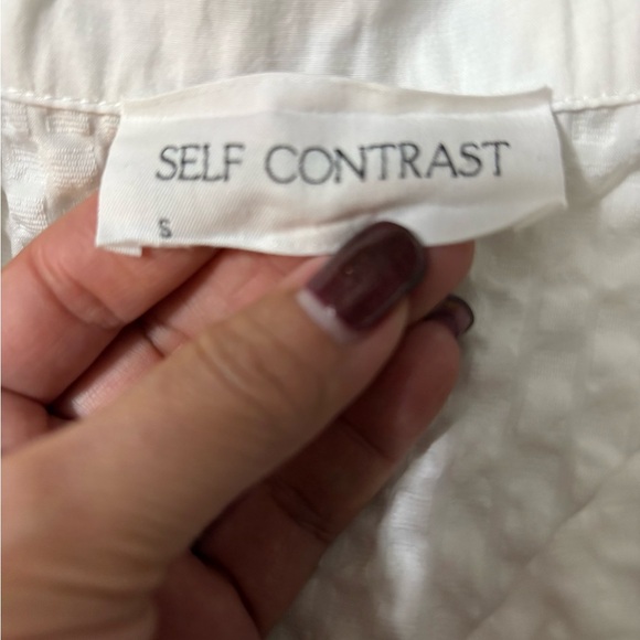 Self Contrast white bubble fabric pullover top. Button front. Size S - Picture 8 of 15